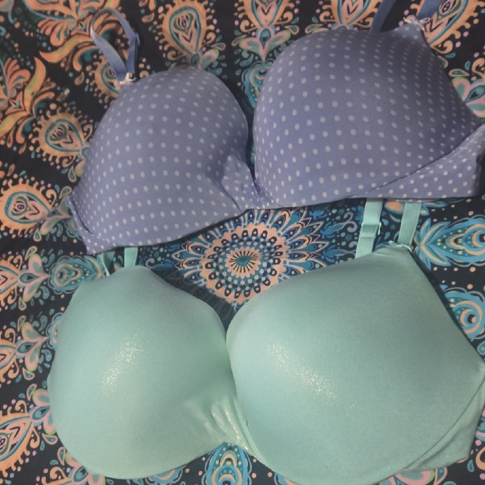 Victoria's Secret Polka Dot and Aqua Bra Set